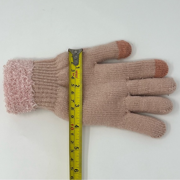 Pink Gloves Touchscreen Knit Ribbed Warm Winter Fuzzy Cuff Cozy Lined Glove Bow - Picture 14 of 17